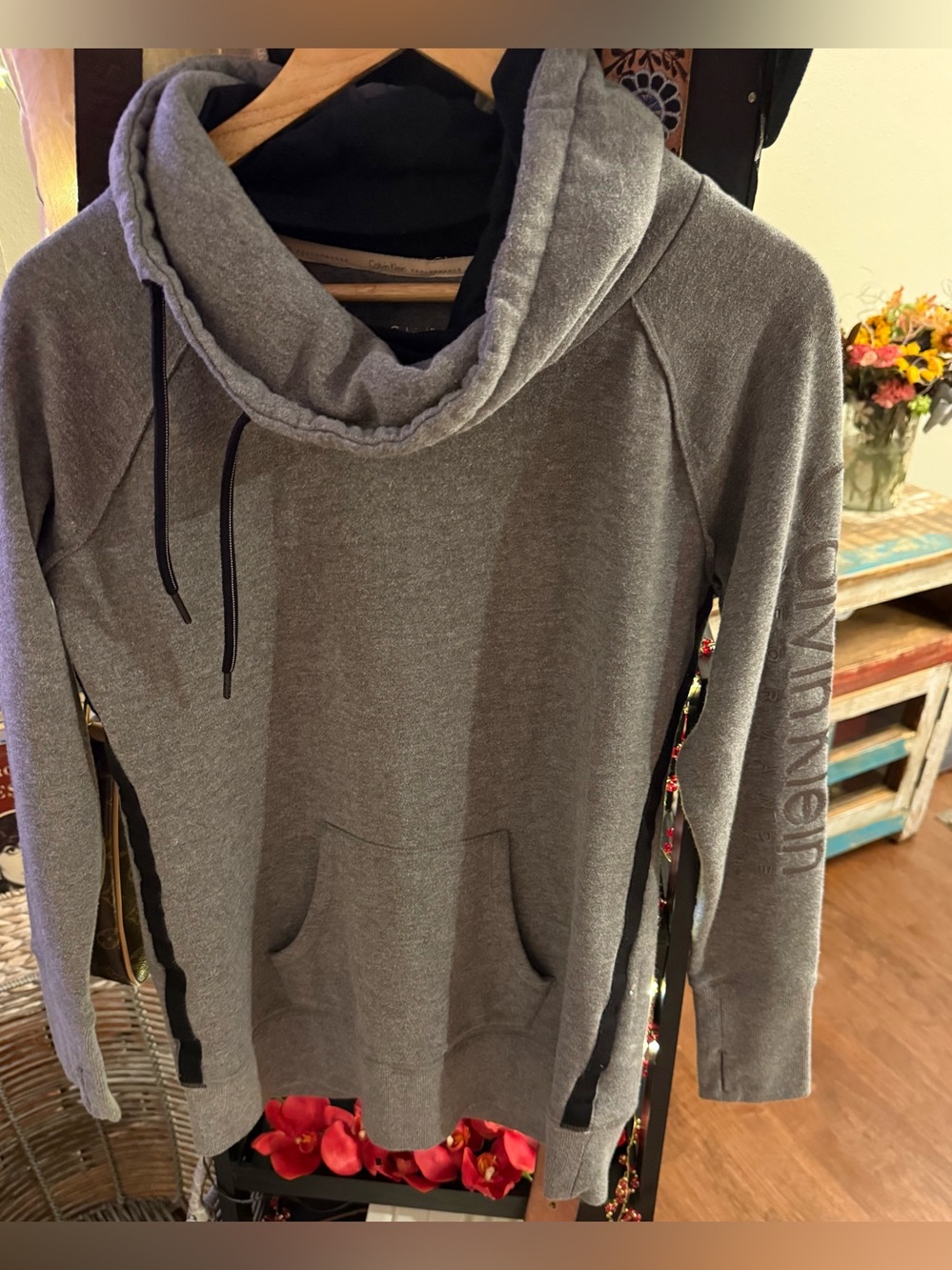 Calvin Klein Charcoal Gray Funnel Cowl Neck Sweater